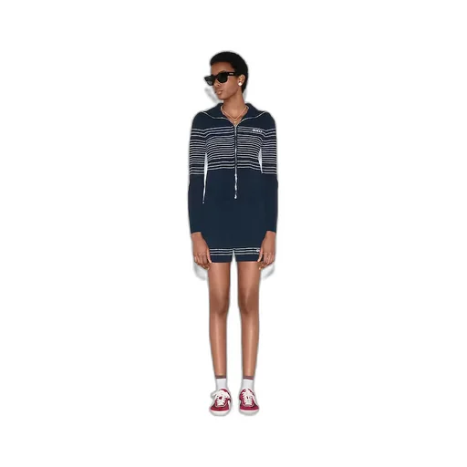 Fabric Polo Jacket With Intarsia