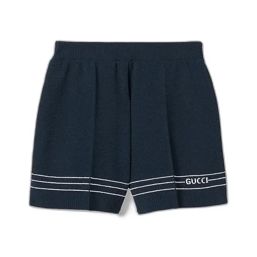 Fabric Shorts With Intarsia