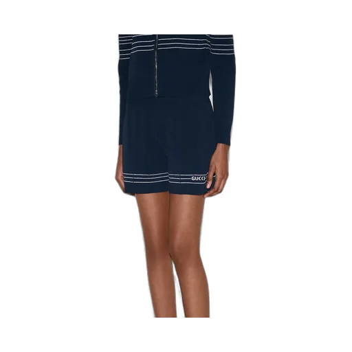 Fabric Shorts With Intarsia