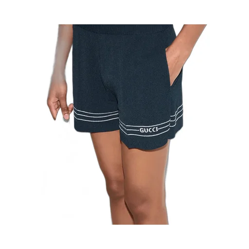 Fabric Shorts With Intarsia