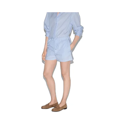 Striped Cotton Shorts With Embroidery