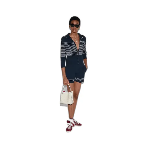 Fabric Polo Jacket With Intarsia