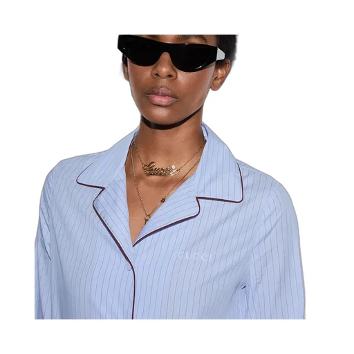 Striped Cotton Shirt With Embroidery