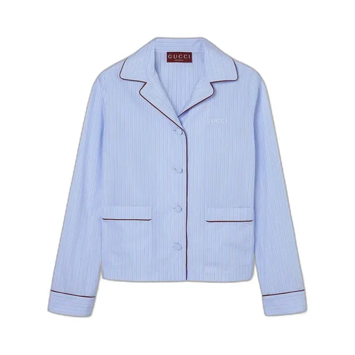 Striped Cotton Shirt With Embroidery