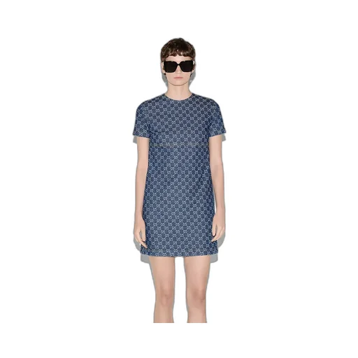 Gg Denim Jacquard Dress