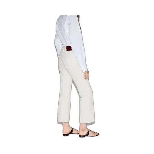 Cropped Flared Denim Trousers