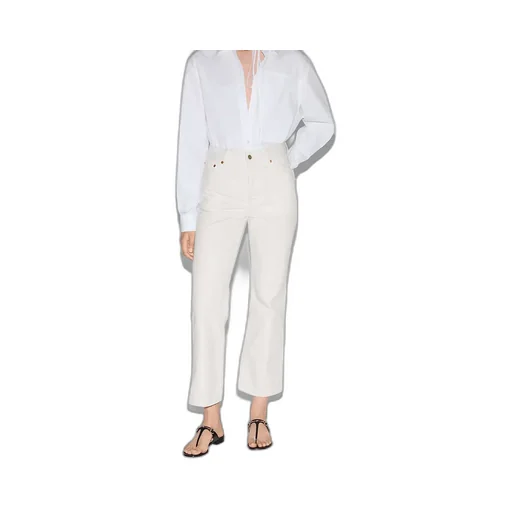 Cropped Flared Denim Trousers