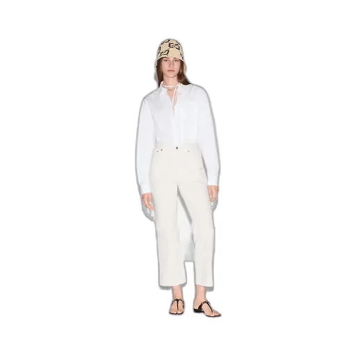 Cropped Flared Denim Trousers