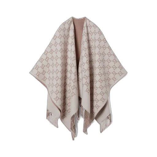Gg Wool Jacquard Cape