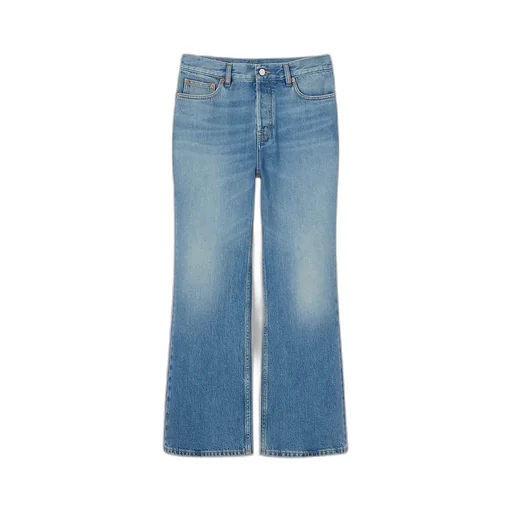 Cropped Flared Denim Trousers