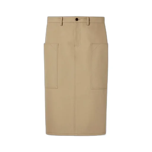 Embossed Mid-Length Cotton Drill Skirt