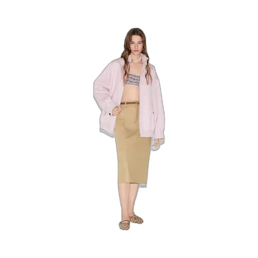 Embossed Mid-Length Cotton Drill Skirt