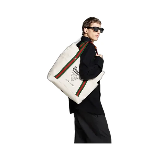 Printed Canvas Large Tote Bag