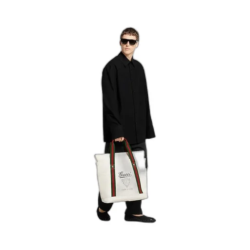 Printed Canvas Large Tote Bag