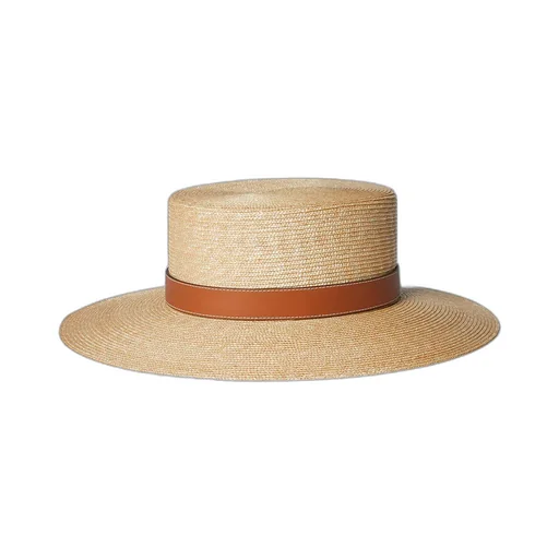 Straw Hat With Leather Detail