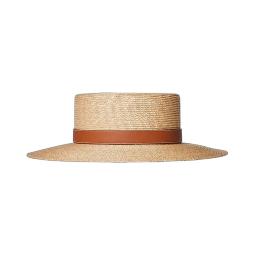 Straw Hat With Leather Detail