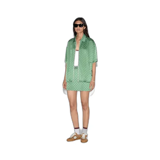 Relaxed Fit Gg Satin Zip Shirt