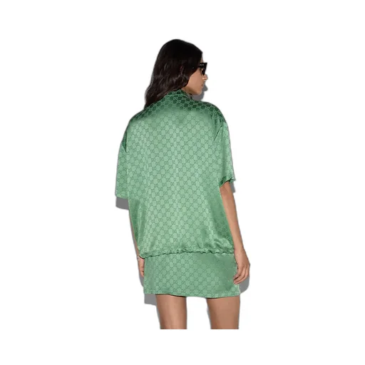 Relaxed Fit Gg Satin Zip Shirt