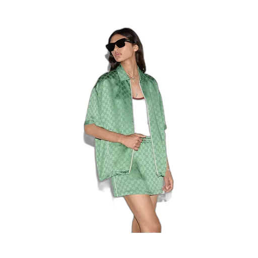 Relaxed Fit Gg Satin Zip Shirt