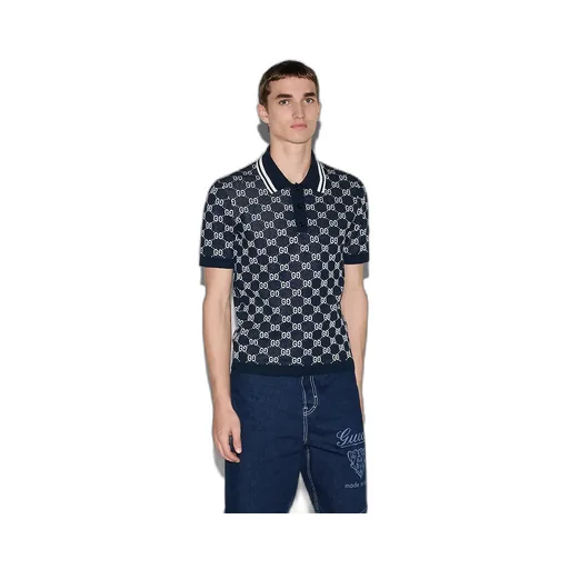 Gg Cotton Knit Jacquard Polo Shirt