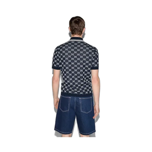 Gg Cotton Knit Jacquard Polo Shirt
