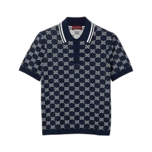 Gg Cotton Knit Jacquard Polo Shirt