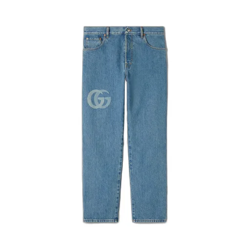 Lasered Double G Denim Trouser