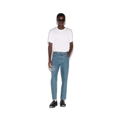Lasered Double G Denim Trouser