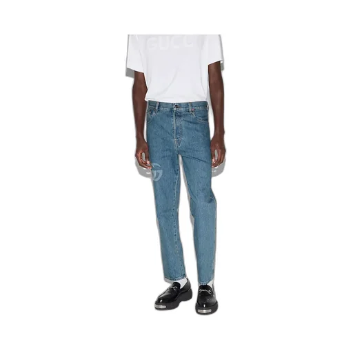 Lasered Double G Denim Trouser