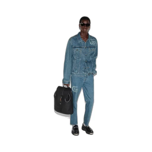 Lasered Double G Denim Trouser