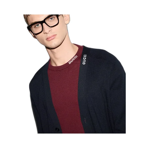 Silk Cotton Cardigan With Intarsia