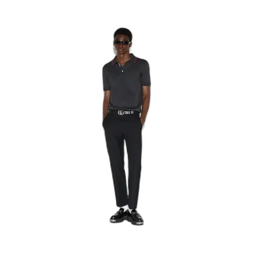 Silk Cotton Polo Shirt With Web