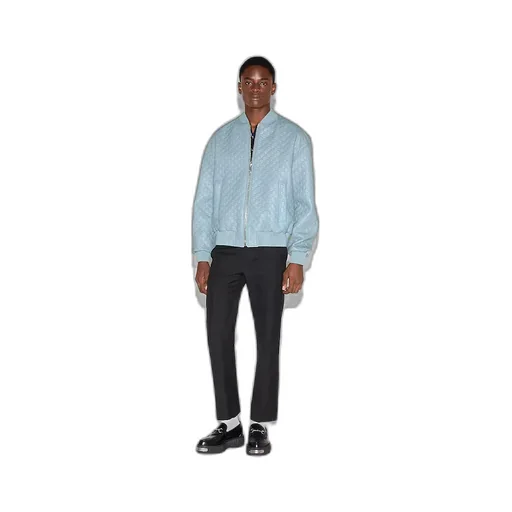 Embossed Gg Leather Bomber Jacket
