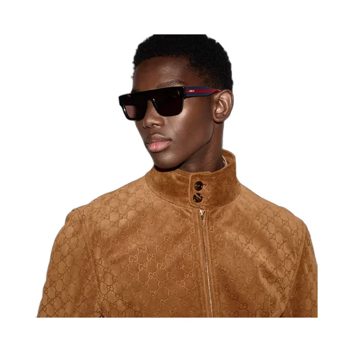 Embossed Gg Suede Bomber Jacket