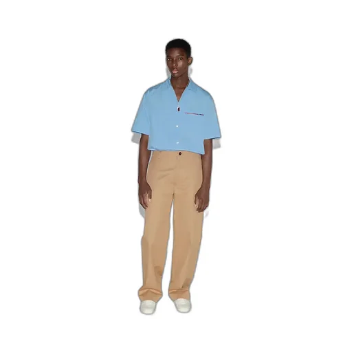 Compact Cotton Twill Trousers With Web
