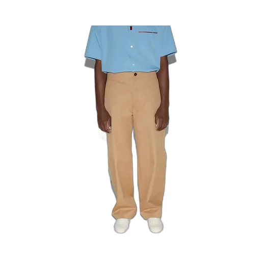 Compact Cotton Twill Trousers With Web