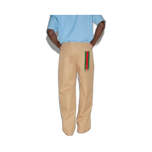 Compact Cotton Twill Trousers With Web