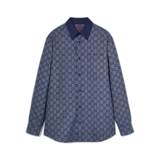 Gg Vichy Cotton Wool Jacquard Shirt