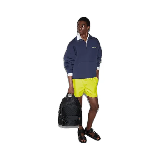 Embossed Leather And Knit Shorts