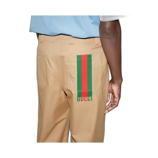 Compact Cotton Twill Trousers With Web
