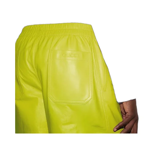 Embossed Leather And Knit Shorts