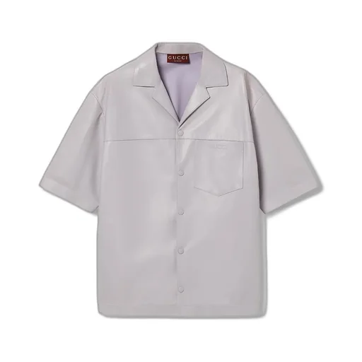 Embossed Soft Nappa Leather Shirt