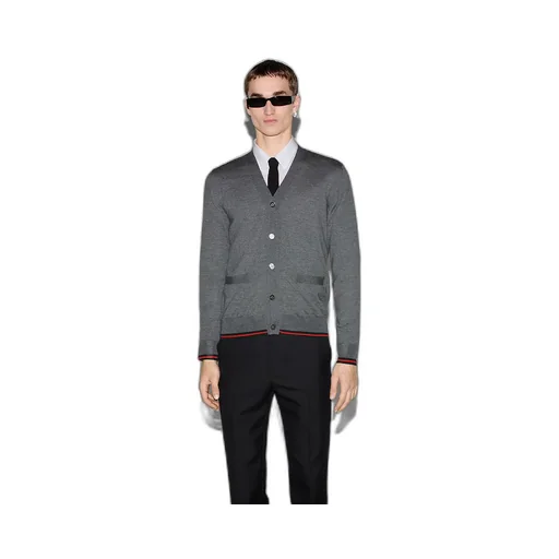 Wool Knit Cardigan With Web