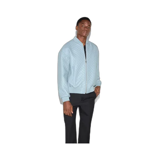 Embossed Gg Leather Bomber Jacket