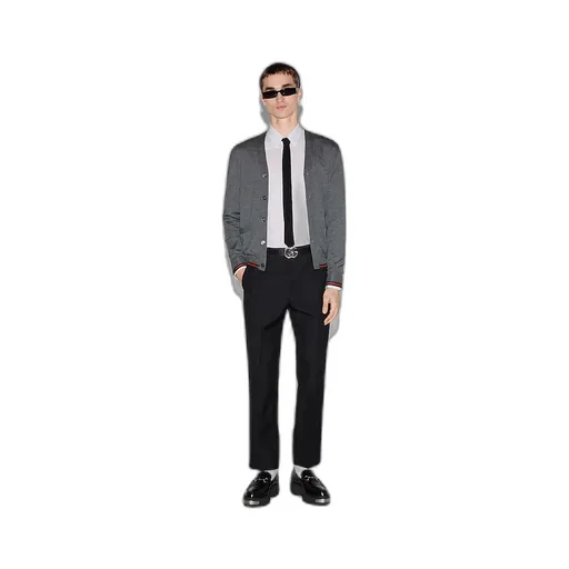 Wool Knit Cardigan With Web