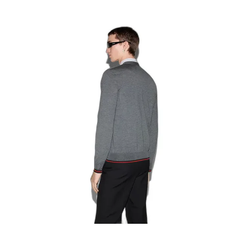 Wool Knit Cardigan With Web