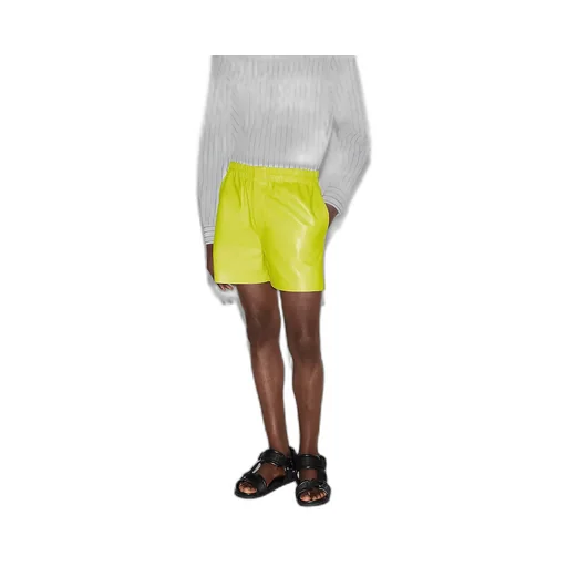 Embossed Leather And Knit Shorts