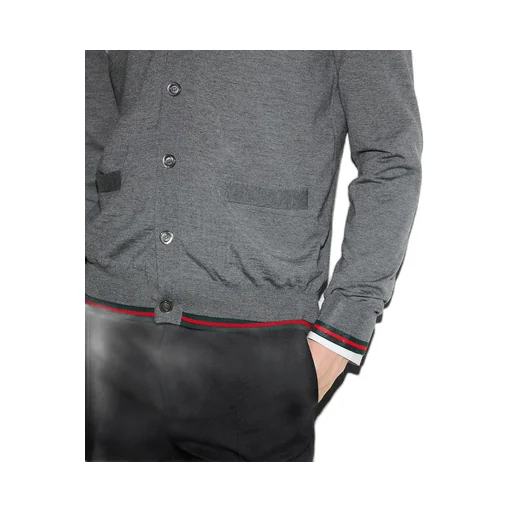 Wool Knit Cardigan With Web