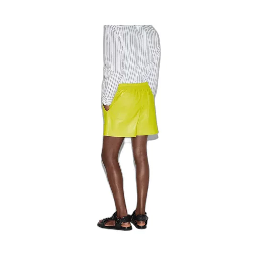 Embossed Leather And Knit Shorts