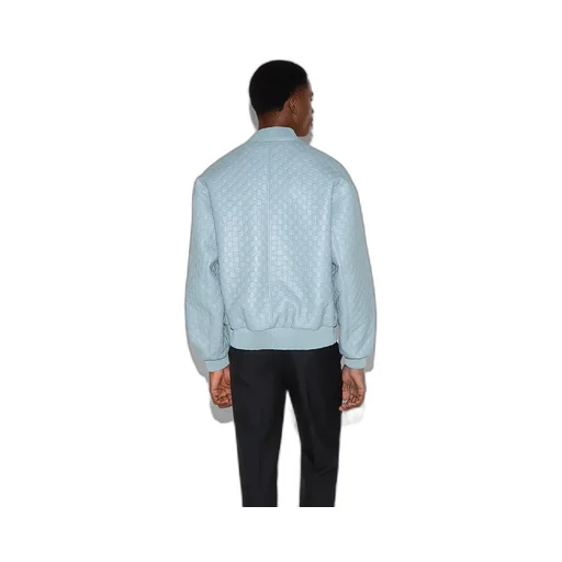 Embossed Gg Leather Bomber Jacket